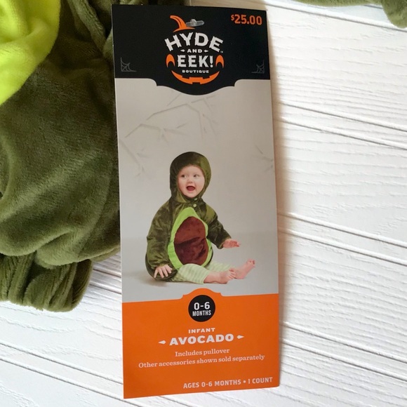 NWT Hyde & Eek Avocado Plush Hooded Pullover Halloween Costume Size 0 /6 months. - Picture 4 of 5